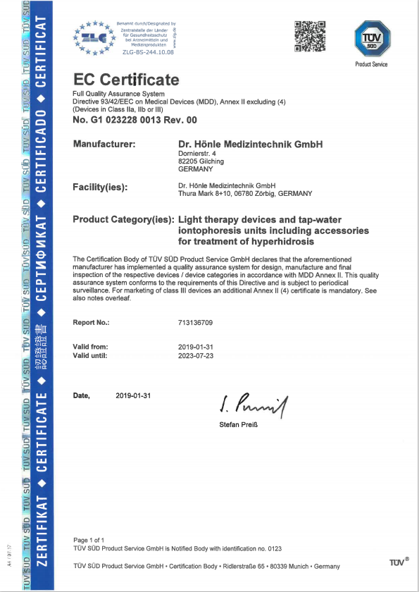 vitiligo lamp certificate