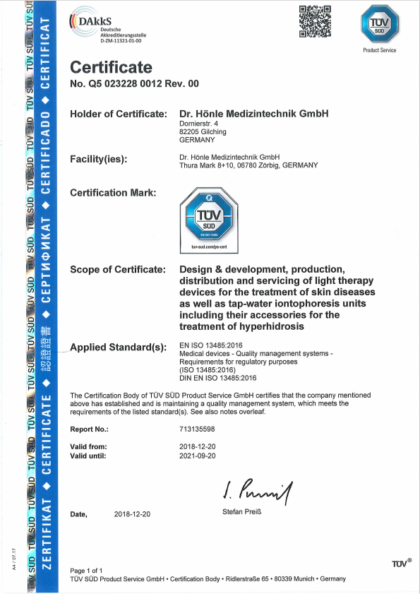 vitiligo UVB lamp certificate